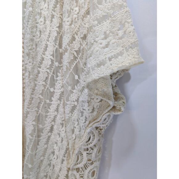 Chico’s Ivory Crochet Lace Fringe Kimono Cardigan OS - Picture 5 of 8